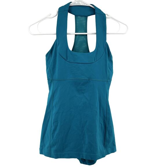 Lululemon Scoop Neck Racerback Tank Shelf Bra Wide Strap Luon COOLMAX Surge 8 - Picture 2 of 5